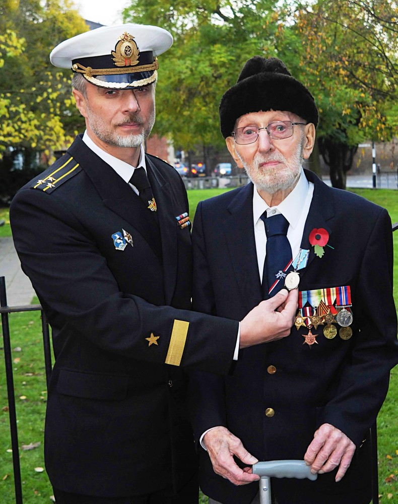 Frederick with his Medal of Ushakov