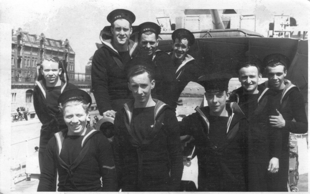 Bill Grier with some shipmates in Copenhagen