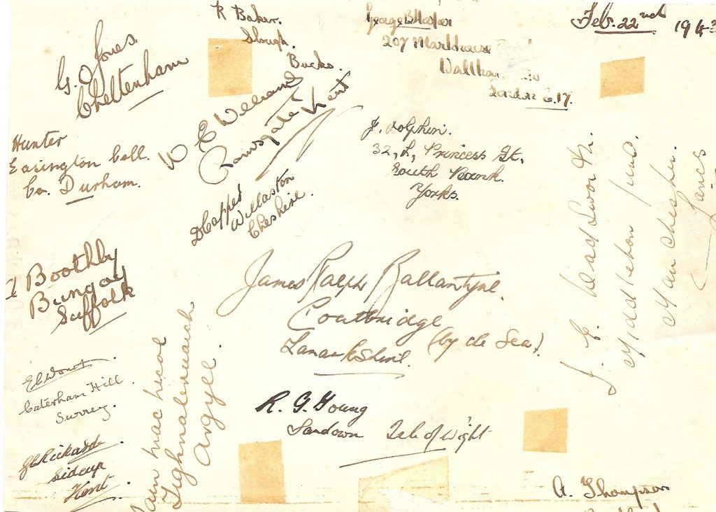 Signatures on the reverse of the Anson Image