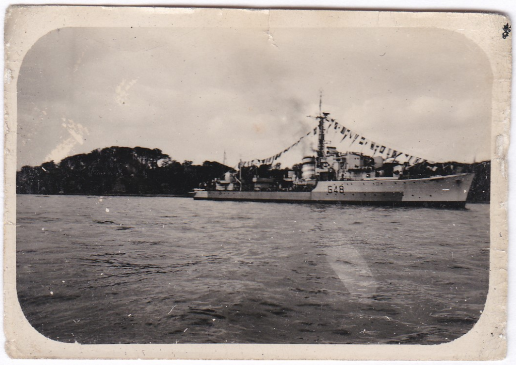 HMS Obedient entering Kiel Harbour September 1945
