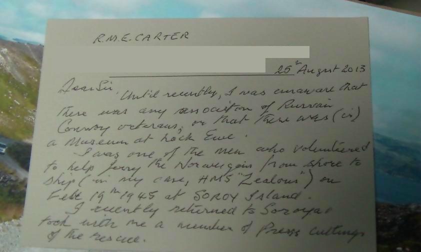 Letter written by R. M. E. Carter