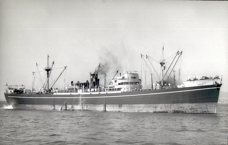 The Empire Tide now known as Thirlby 1945 – 1956 owned by Ropner Shipping, Hartlepool.