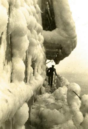 A ship covered in ice