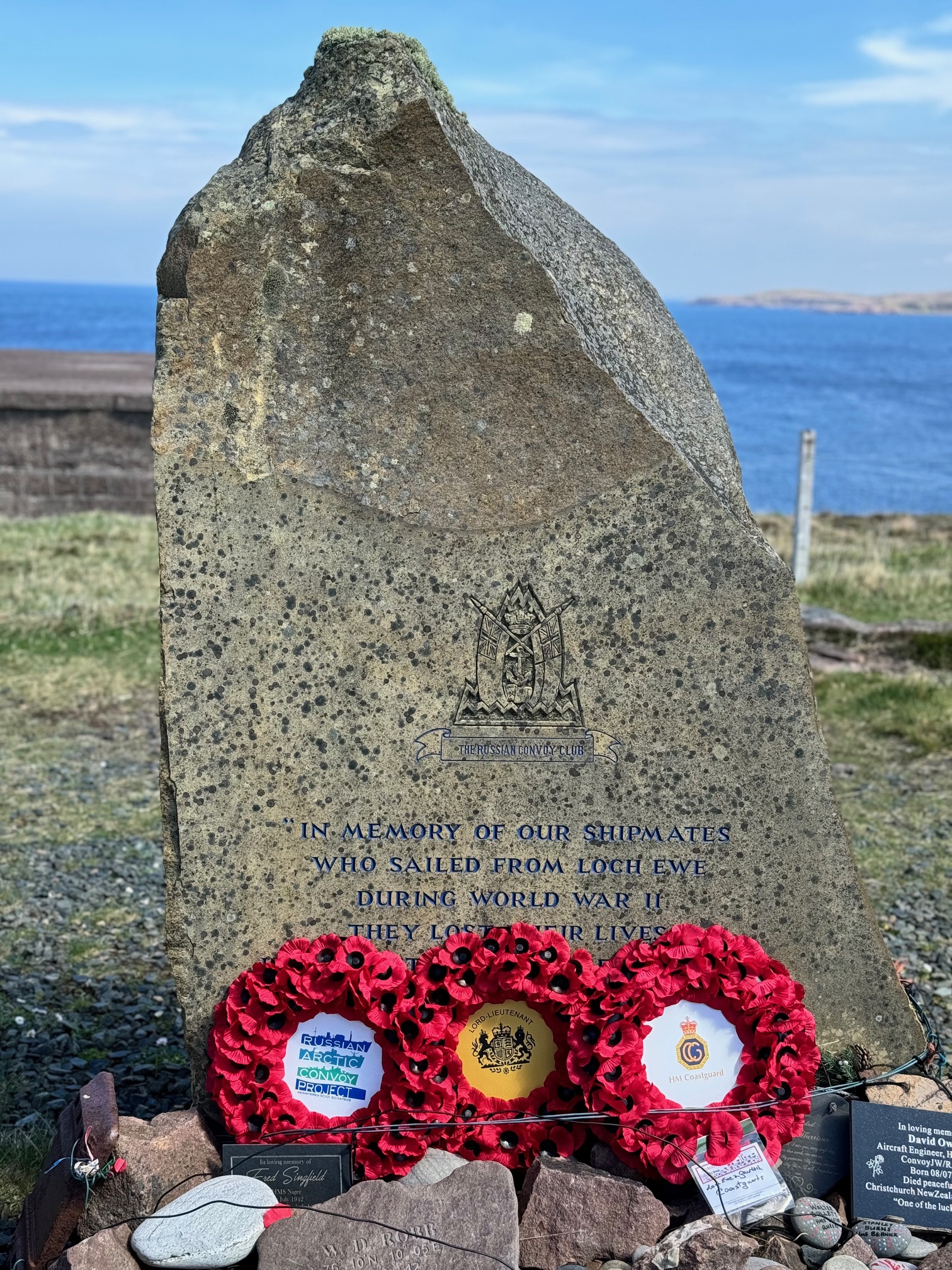 memorial with wreaths